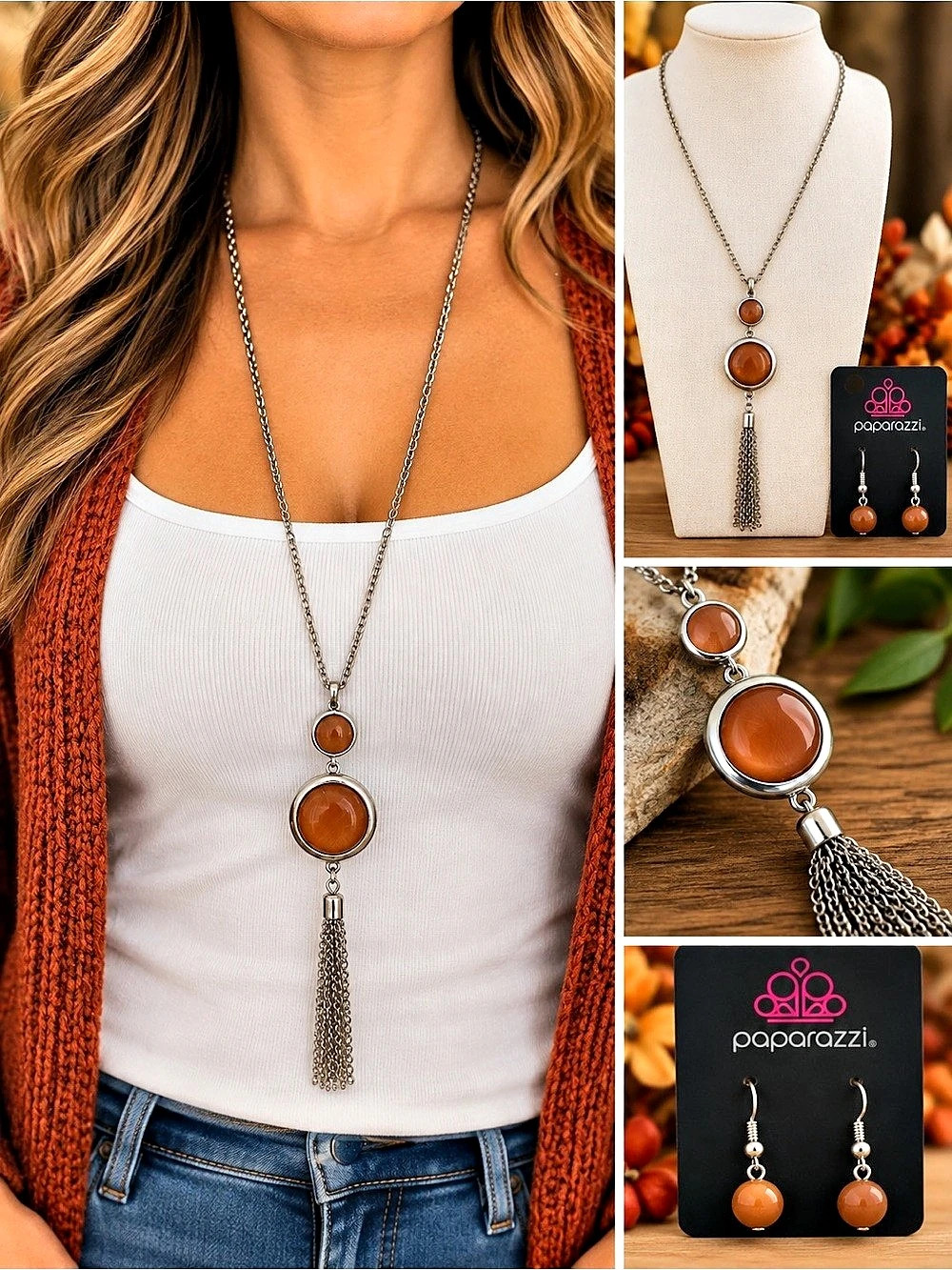 Paparazzi Nice To GLOW You - Brown Pendant Necklace Set